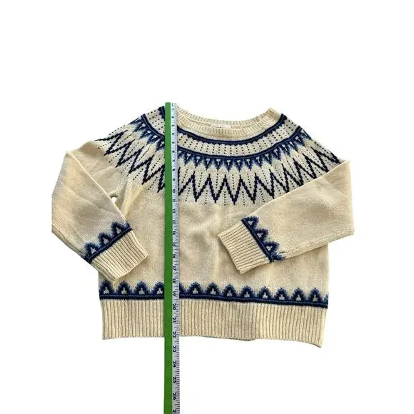 Ralph Lauren Nordic Sweater Pullover Knit Wool Blend Jumper Off White Blue - Picture 3 of 8